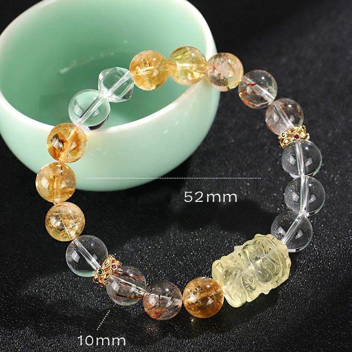 Bracelet de protection en cristal blanc avec citrine naturelle et topaze et Buddha Stones