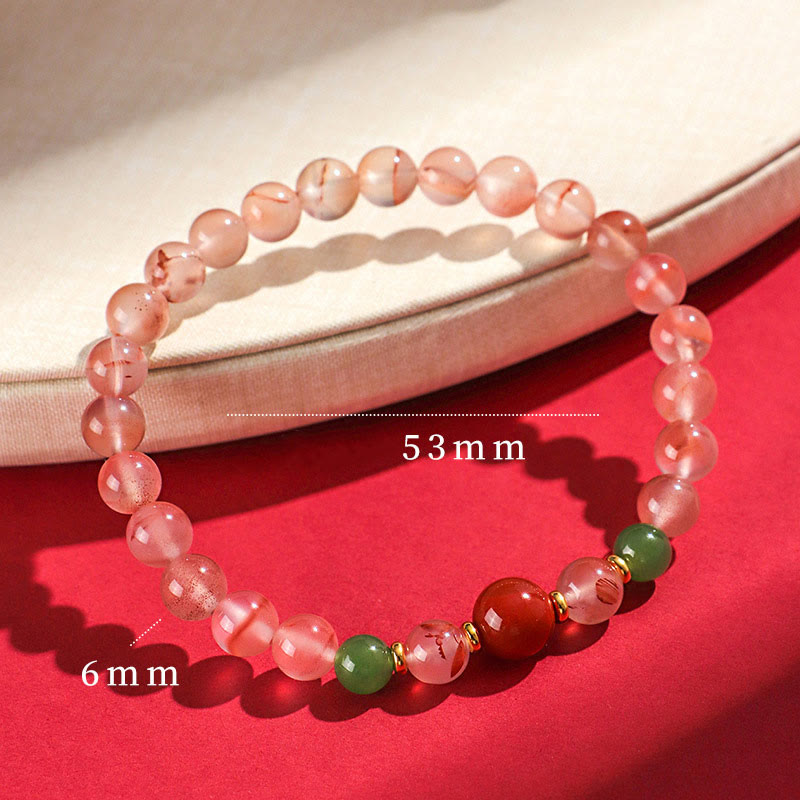 Bracelet porte-bonheur en jade Hetian avec orchidée papillon et agate rouge du Sud Buddha Stones