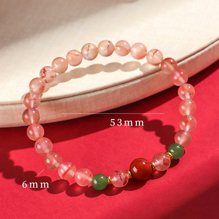 Bracelet porte-bonheur en jade Hetian avec orchidée papillon et agate rouge du Sud Buddha Stones