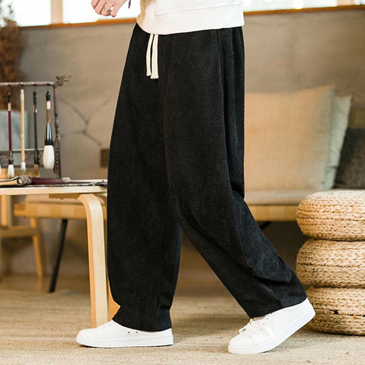 Pantalon sarouel en velours côtelé avec cordon de serrage et poches pour homme Buddha Stones Automne Hiver - image 9