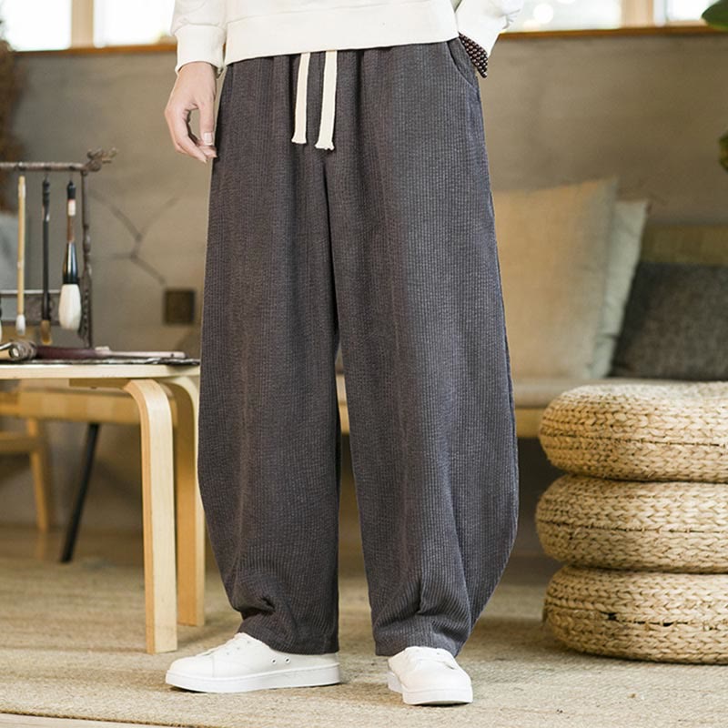 Pantalon sarouel en velours côtelé avec cordon de serrage et poches pour homme Buddha Stones Automne Hiver - image 15
