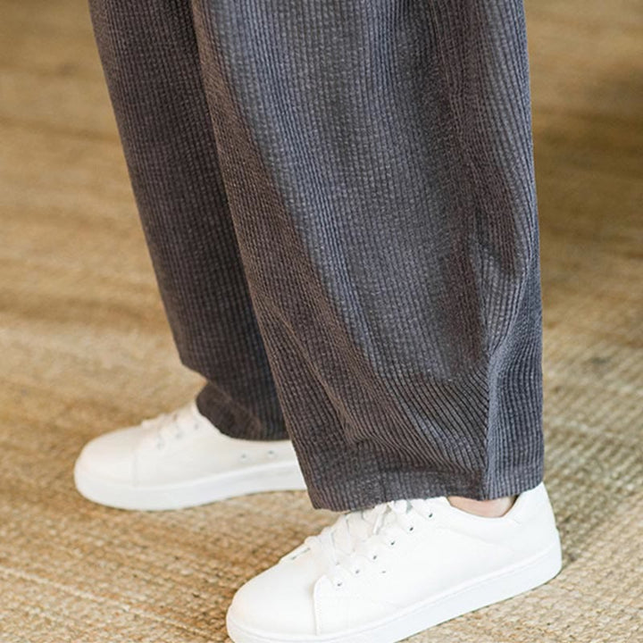 Pantalon sarouel en velours côtelé avec cordon de serrage et poches pour homme Buddha Stones Automne Hiver - image 21