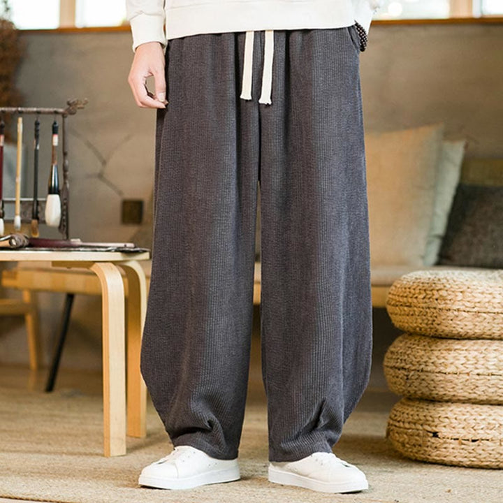 Pantalon sarouel en velours côtelé avec cordon de serrage et poches pour homme Buddha Stones Automne Hiver - image 17
