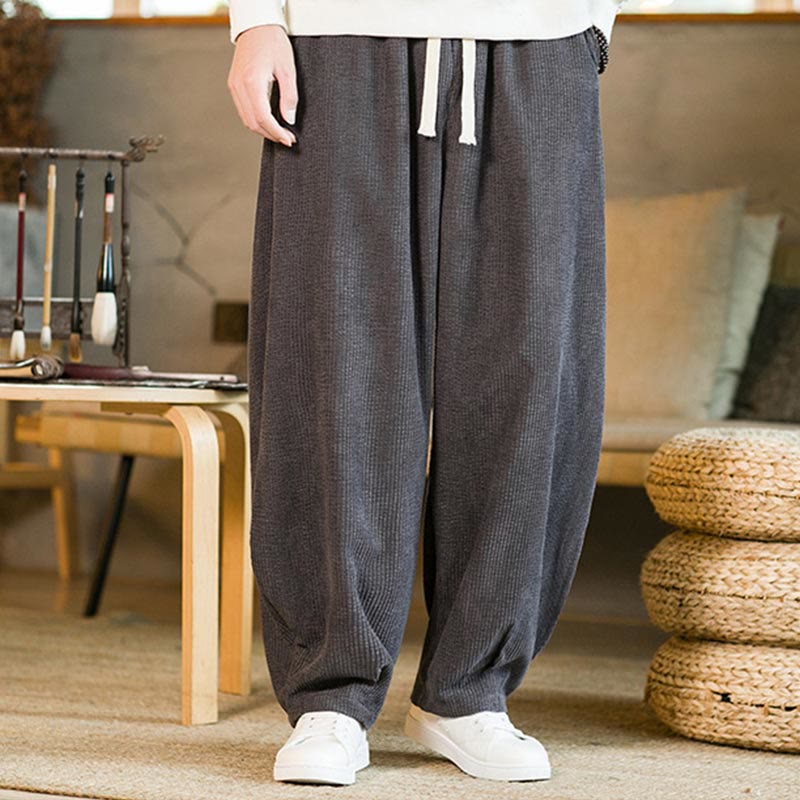 Pantalon sarouel en velours côtelé avec cordon de serrage et poches pour homme Buddha Stones Automne Hiver - image 13