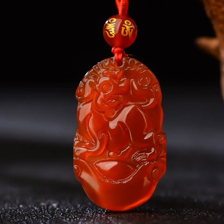 Collier pendentif porte-bonheur en agate rouge avec Buddha Stones et signe du zodiaque chinois - Chien  - image 21