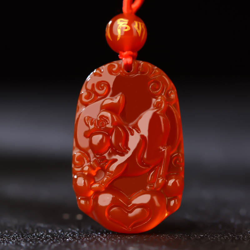 Collier pendentif porte-bonheur en agate rouge avec Buddha Stones et signe du zodiaque chinois - Cochon  - image 22
