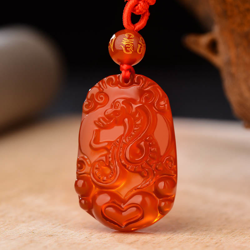 Collier pendentif porte-bonheur en agate rouge avec Buddha Stones et signe du zodiaque chinois - image 5