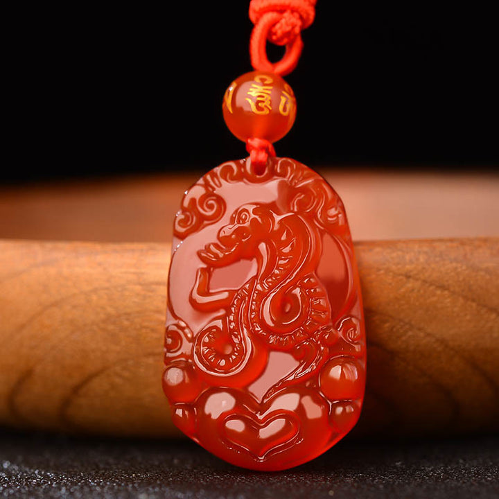 Collier pendentif porte-bonheur en agate rouge avec Buddha Stones et signe du zodiaque chinois - image 3