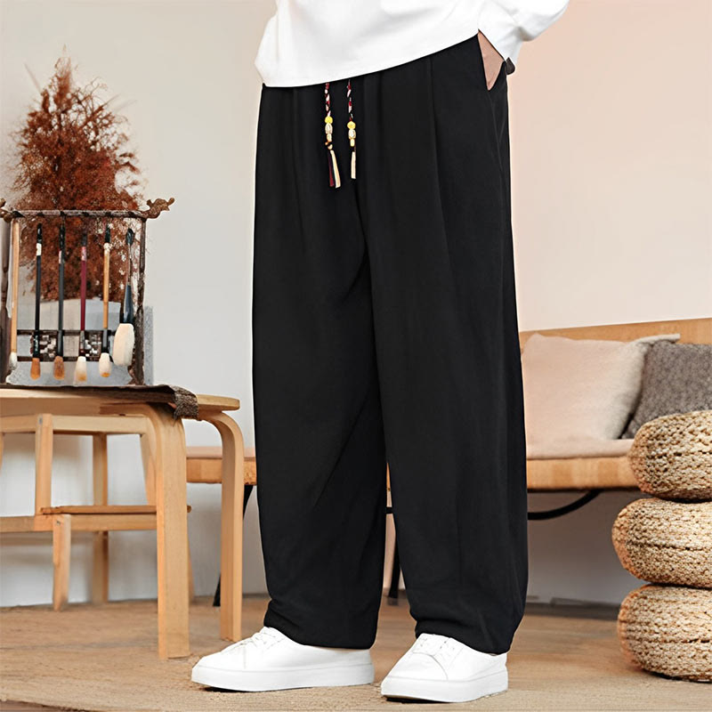 Pantalon en velours côtelé uni avec cordon de serrage et poches pour homme Buddha Stones Automne Hiver - image 19
