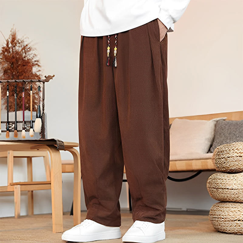 Pantalon en velours côtelé uni avec cordon de serrage et poches pour homme Buddha Stones Automne Hiver - image 29
