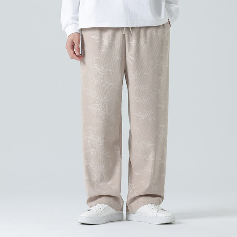 Pantalon large en velours côtelé pour homme avec poches et motif bambou et Buddha Stones - image 1