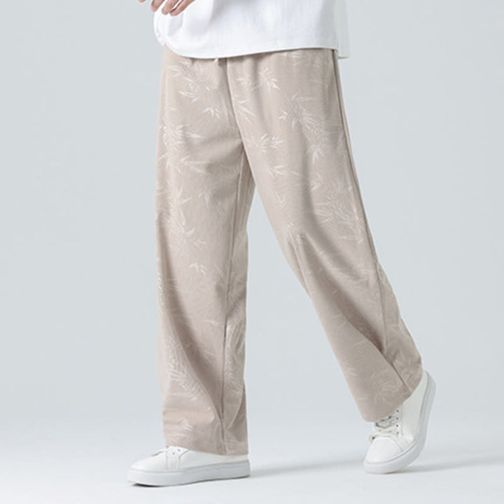 Pantalon large en velours côtelé pour homme avec poches et motif bambou et Buddha Stones - image 3