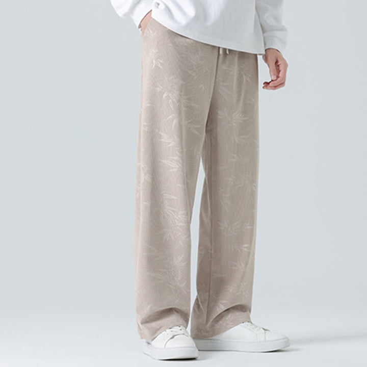 Pantalon large en velours côtelé pour homme avec poches et motif bambou et Buddha Stones - image 6