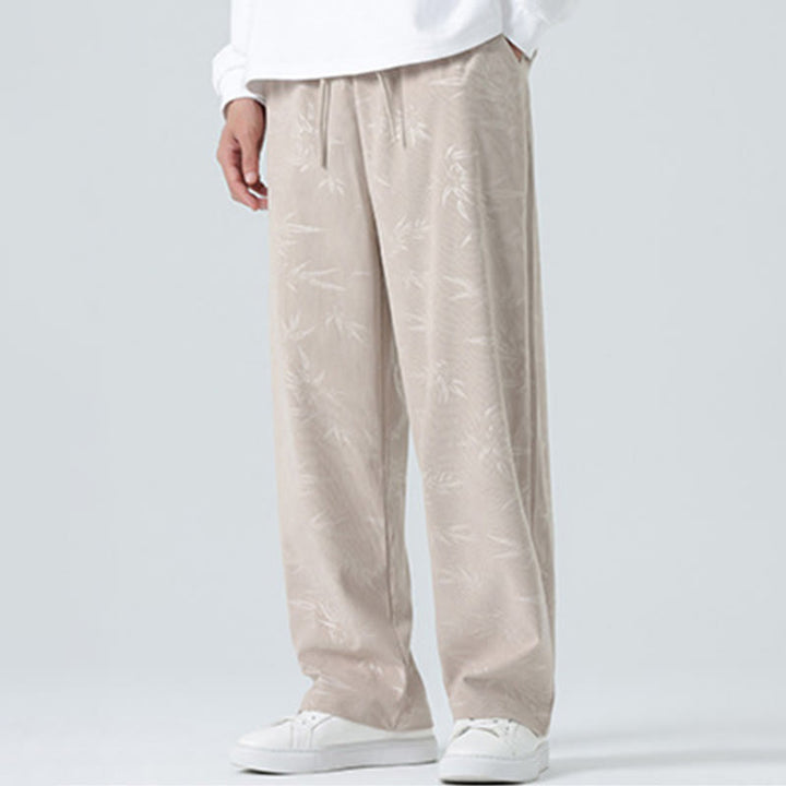 Pantalon large en velours côtelé pour homme avec poches et motif bambou et Buddha Stones - image 7