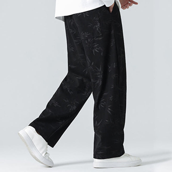 Pantalon large en velours côtelé pour homme avec poches et motif bambou et Buddha Stones - image 13