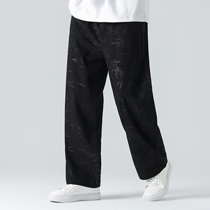 Pantalon large en velours côtelé pour homme avec poches et motif bambou et Buddha Stones - image 14