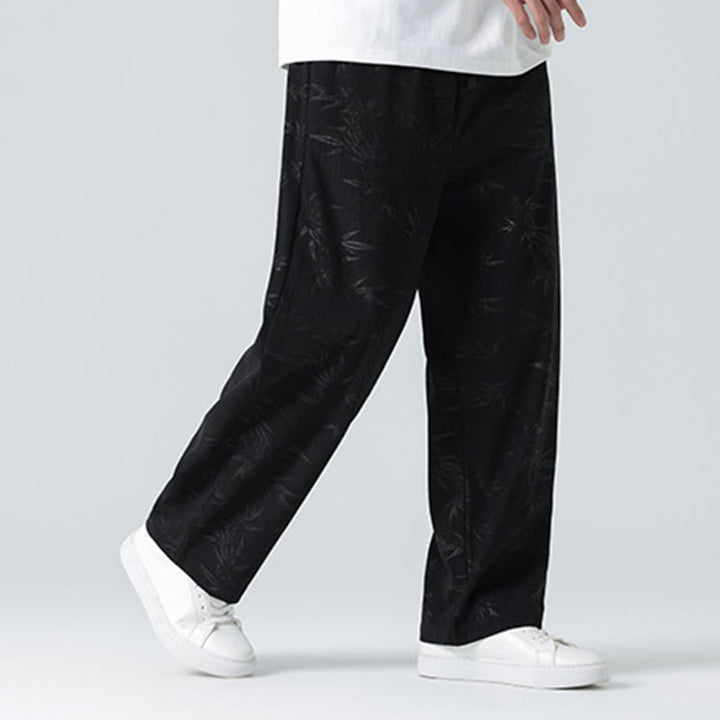 Pantalon large en velours côtelé pour homme avec poches et motif bambou et Buddha Stones - image 11
