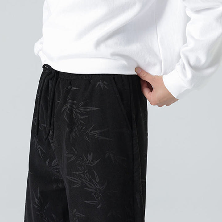 Pantalon large en velours côtelé pour homme avec poches et motif bambou et Buddha Stones - image 18