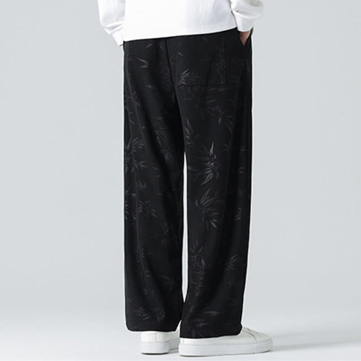 Pantalon large en velours côtelé pour homme avec poches et motif bambou et Buddha Stones - image 12