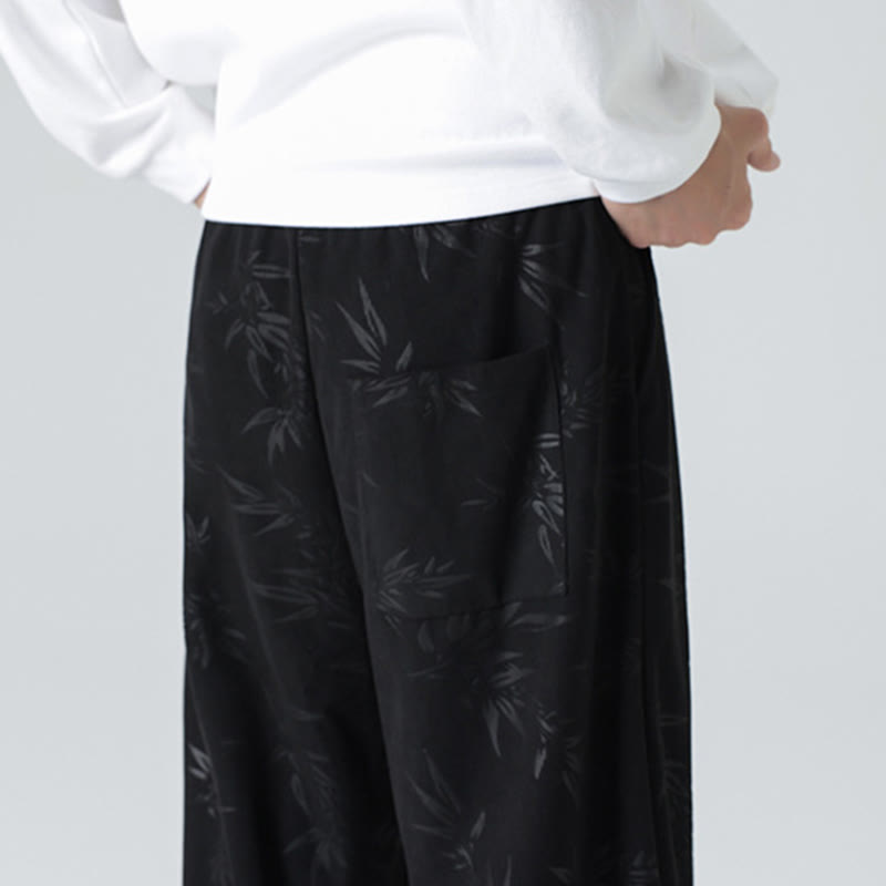 Pantalon large en velours côtelé pour homme avec poches et motif bambou et Buddha Stones - image 17