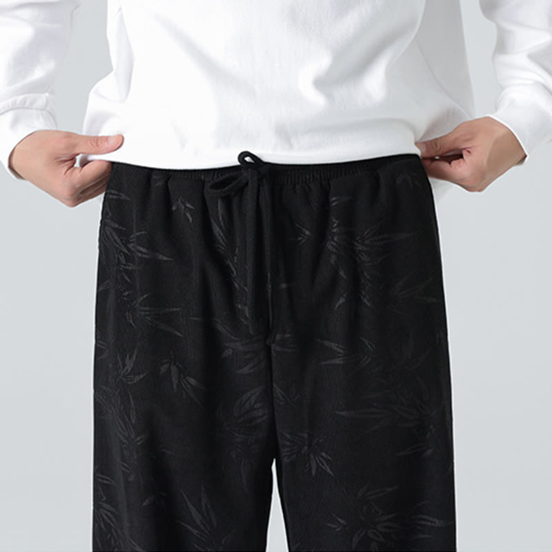 Pantalon large en velours côtelé pour homme avec poches et motif bambou et Buddha Stones - image 16