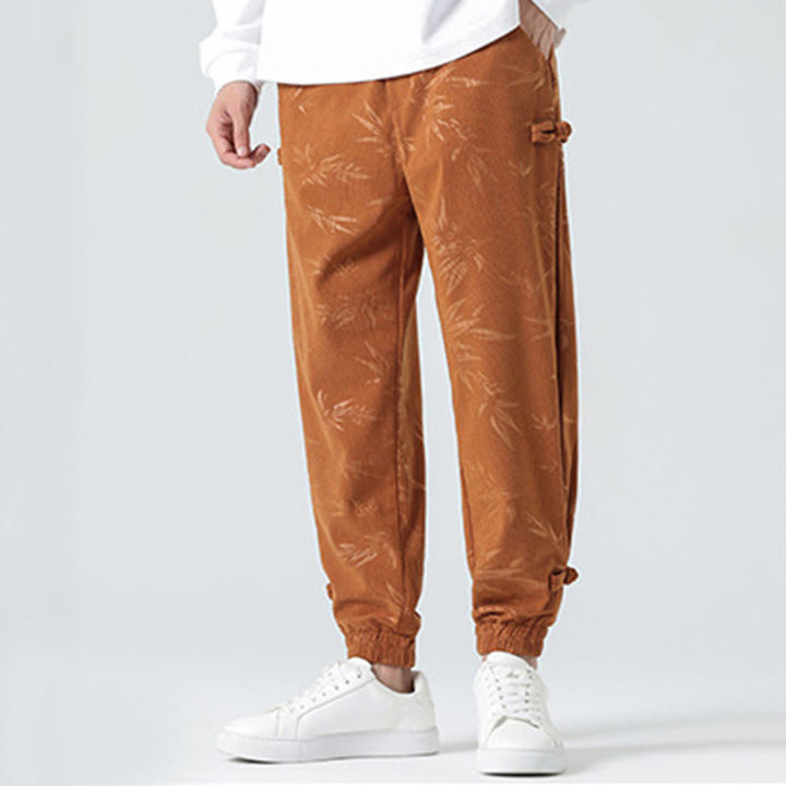 Pantalon en velours côtelé à boutons-grenouilles et poches pour homme Buddha Stones Automne Hiver Bambou - image 7