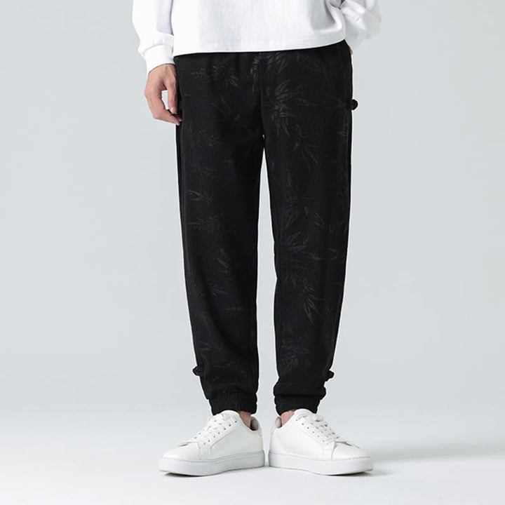 Pantalon en velours côtelé à boutons-grenouilles et poches pour homme Buddha Stones Automne Hiver Bambou - image 9