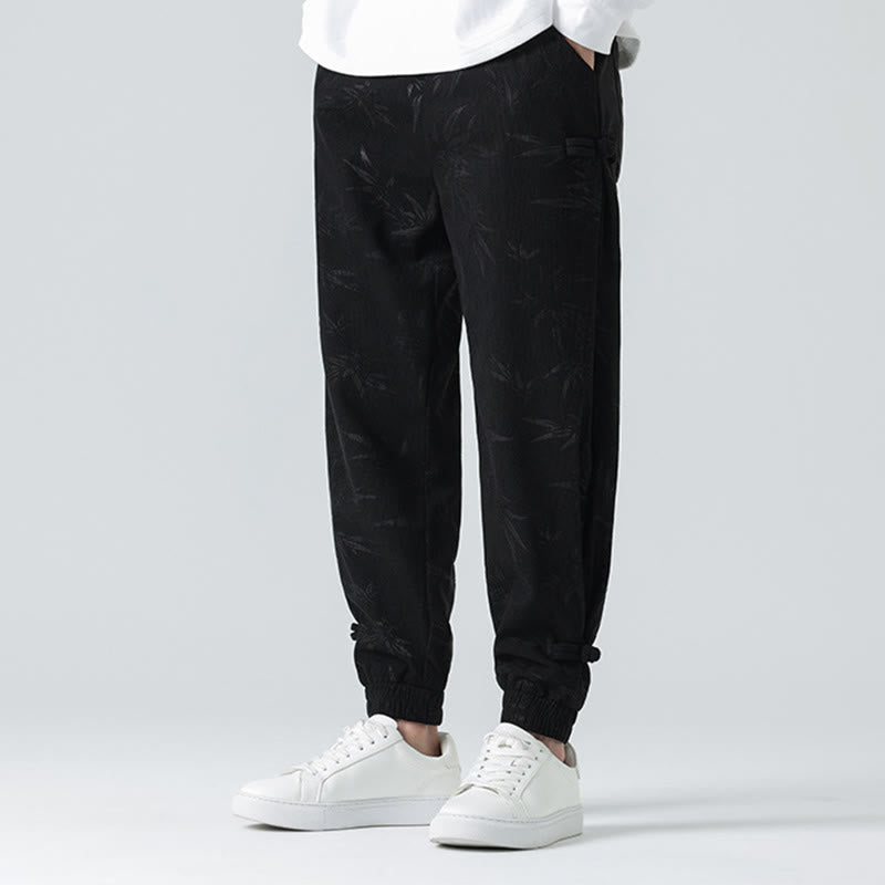 Pantalon en velours côtelé à boutons-grenouilles et poches pour homme Buddha Stones Automne Hiver Bambou - image 13