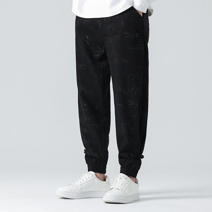 Pantalon en velours côtelé à boutons-grenouilles et poches pour homme Buddha Stones Automne Hiver Bambou - image 13