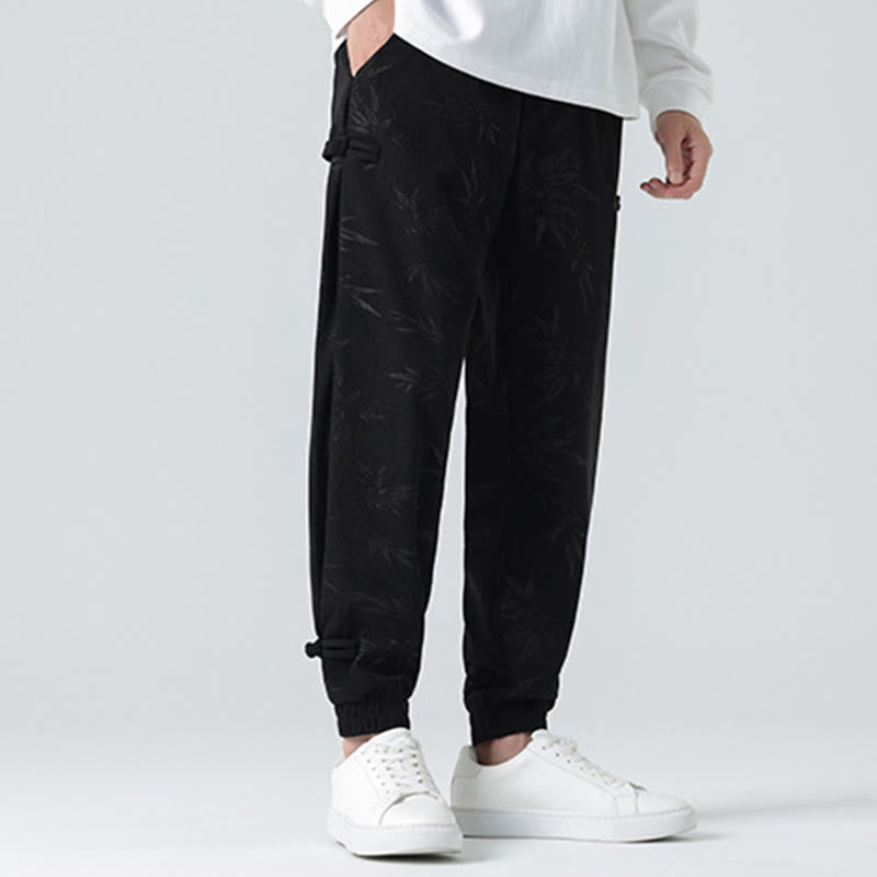 Pantalon en velours côtelé à boutons-grenouilles et poches pour homme Buddha Stones Automne Hiver Bambou - image 14