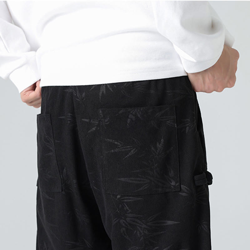 Pantalon en velours côtelé à boutons-grenouilles et poches pour homme Buddha Stones Automne Hiver Bambou - image 18