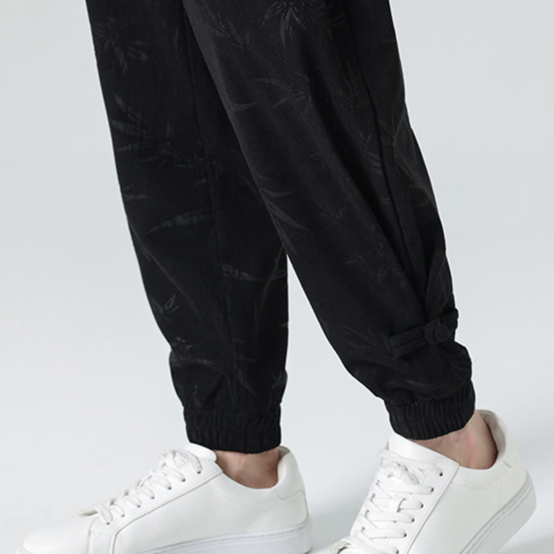 Pantalon en velours côtelé à boutons-grenouilles et poches pour homme Buddha Stones Automne Hiver Bambou - image 19