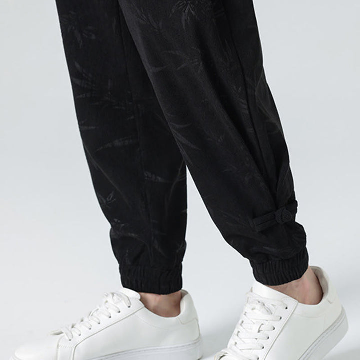 Pantalon en velours côtelé à boutons-grenouilles et poches pour homme Buddha Stones Automne Hiver Bambou - image 19