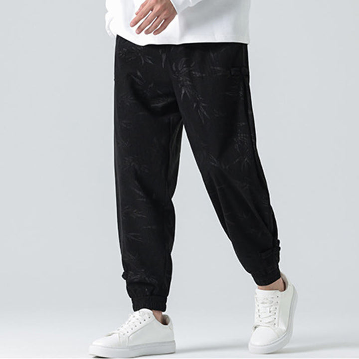 Pantalon en velours côtelé à boutons-grenouilles et poches pour homme Buddha Stones Automne Hiver Bambou - image 10