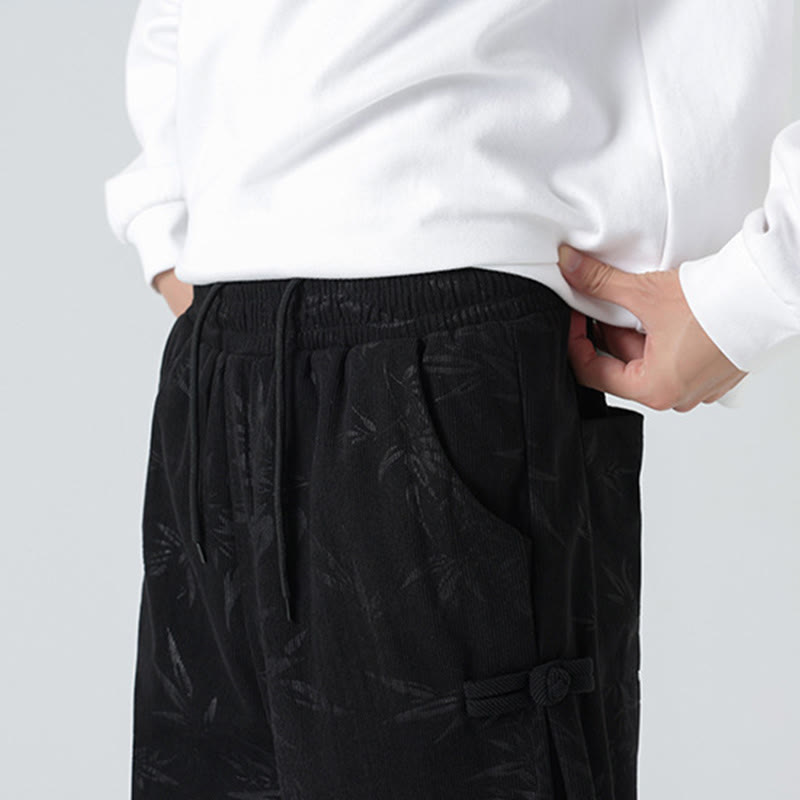 Pantalon en velours côtelé à boutons-grenouilles et poches pour homme Buddha Stones Automne Hiver Bambou - image 17