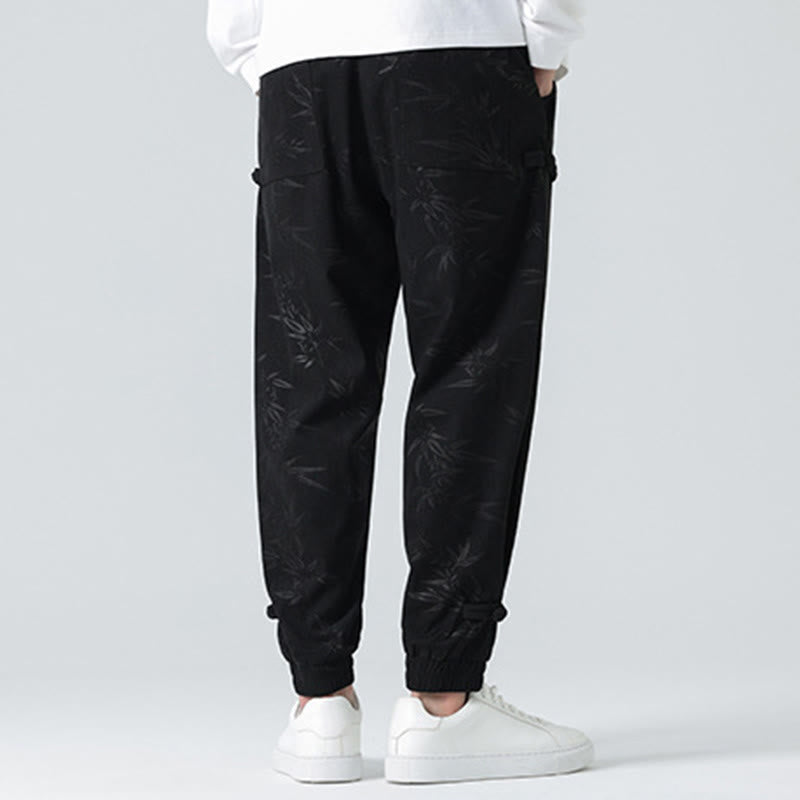 Pantalon en velours côtelé à boutons-grenouilles et poches pour homme Buddha Stones Automne Hiver Bambou - image 12