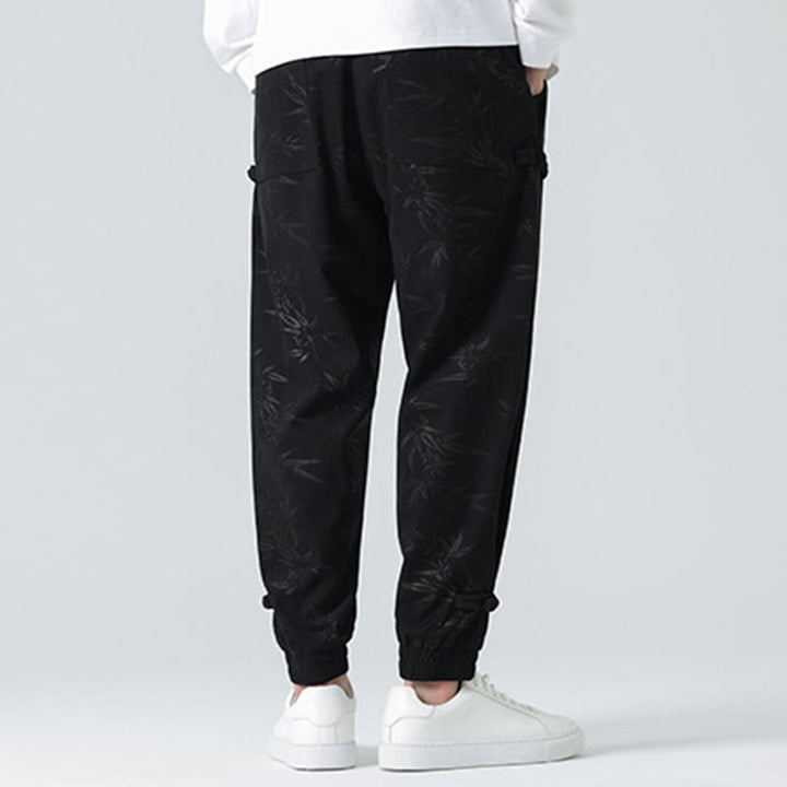 Pantalon en velours côtelé à boutons-grenouilles et poches pour homme Buddha Stones Automne Hiver Bambou - image 12