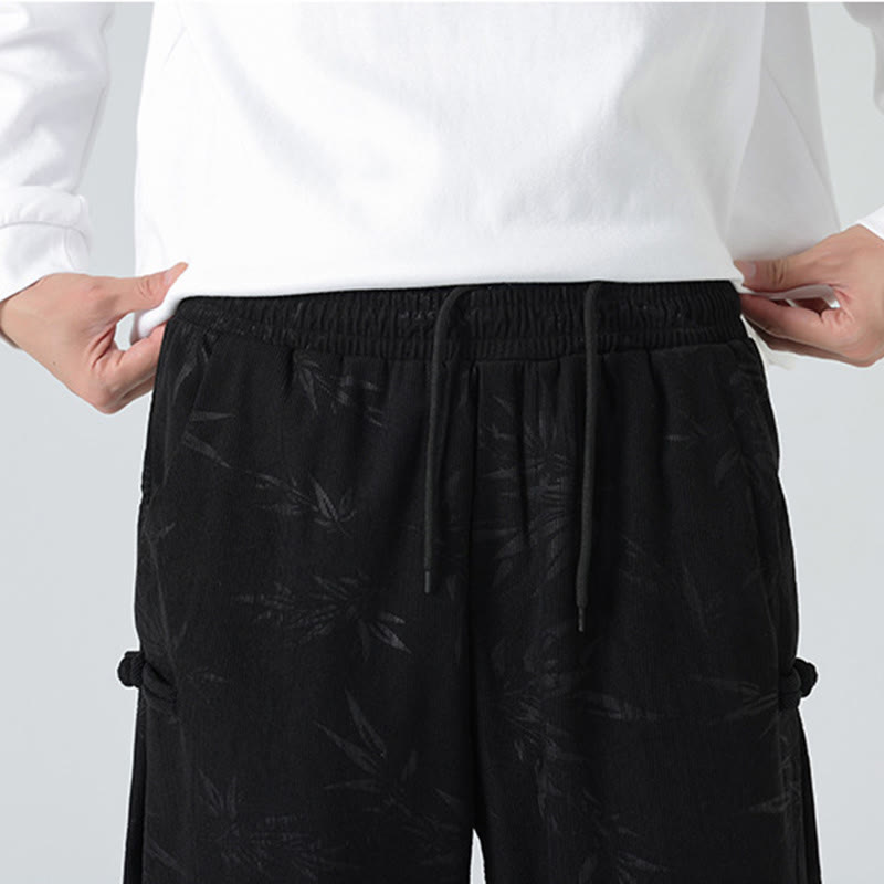 Pantalon en velours côtelé à boutons-grenouilles et poches pour homme Buddha Stones Automne Hiver Bambou - image 16
