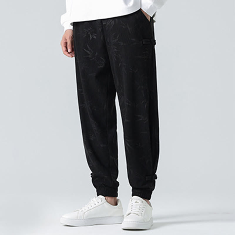 Pantalon en velours côtelé à boutons-grenouilles et poches pour homme Buddha Stones Automne Hiver Bambou - image 15