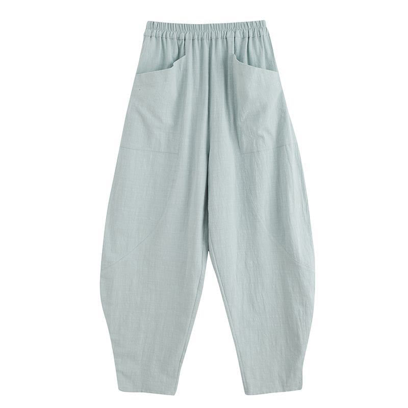 Pantalon Buddha Stones en coton ramie et lin de couleur unie avec poches pour homme, taille élastique - image 27
