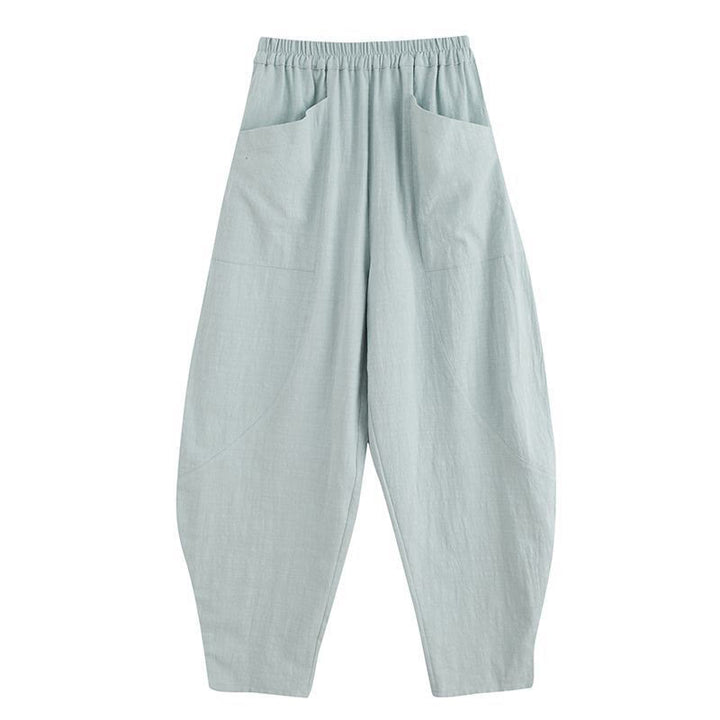 Pantalon Buddha Stones en coton ramie et lin de couleur unie avec poches pour homme, taille élastique - image 27