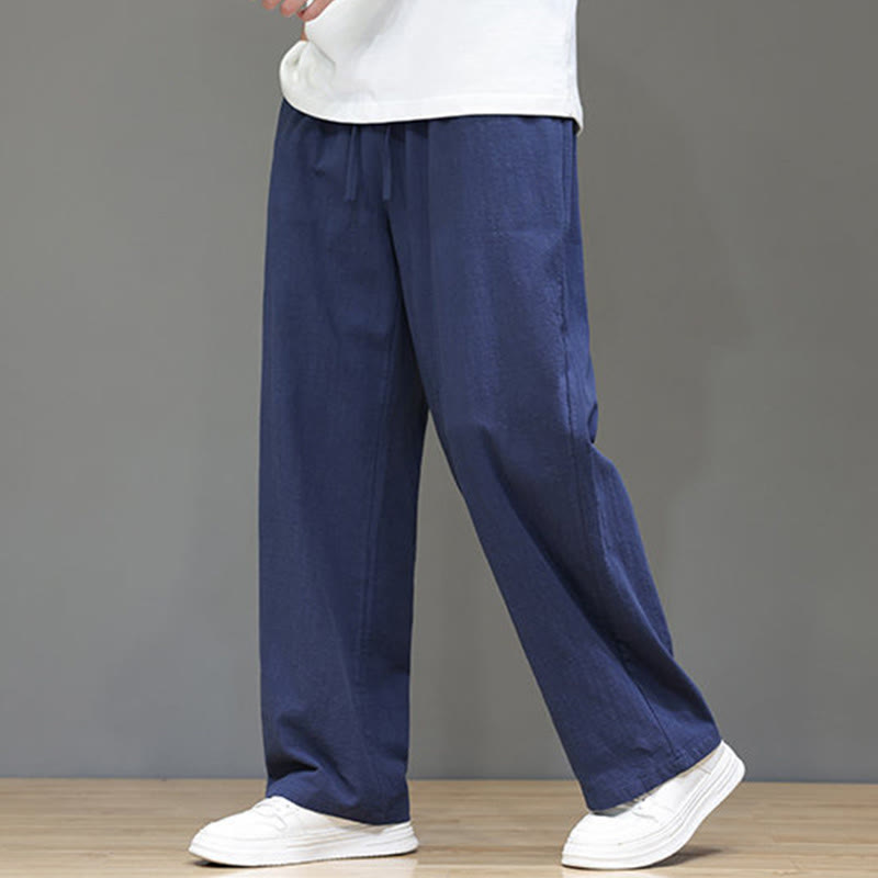 Pantalon d'été droit en coton et lin avec poches Buddha Stones pour homme - image 8