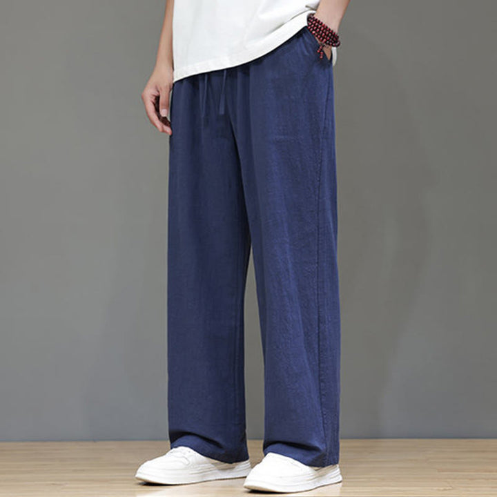 Pantalon d'été droit en coton et lin avec poches Buddha Stones pour homme - image 10