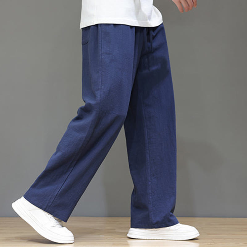 Pantalon d'été droit en coton et lin avec poches Buddha Stones pour homme - image 7