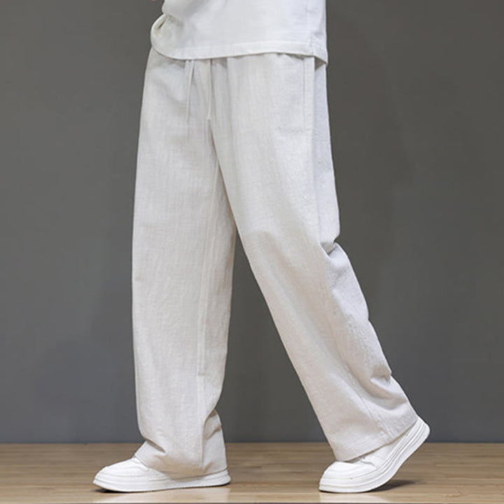 Pantalon d'été droit en coton et lin avec poches Buddha Stones pour homme - Lin - US/UK/AU46，EU56 (5XL) - image 11