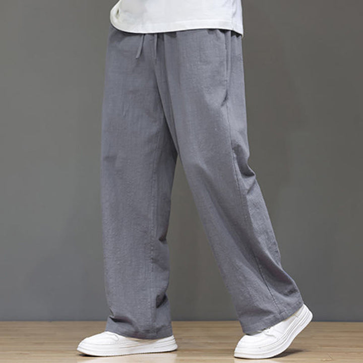 Pantalon d'été droit en coton et lin avec poches Buddha Stones pour homme - Gris - US/UK/AU46，EU56 (5XL) - image 19