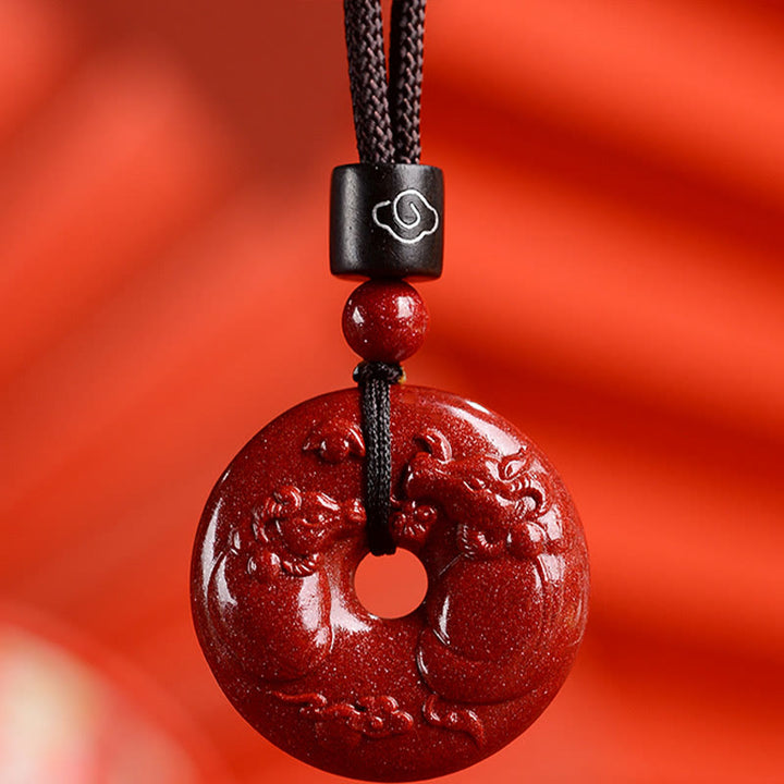 Collier avec Buddha Stones et signe du zodiaque chinois en cinabre - Bœuf - Petit 28*8 mm - image 15