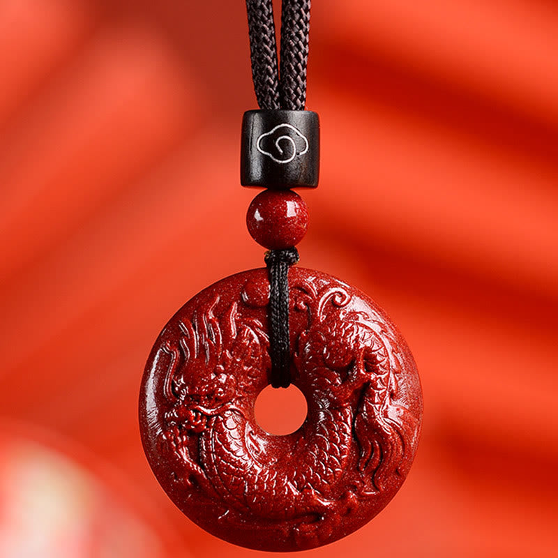 Collier avec Buddha Stones et signe du zodiaque chinois en cinabre - Dragon - Petit 28*8 mm - image 22