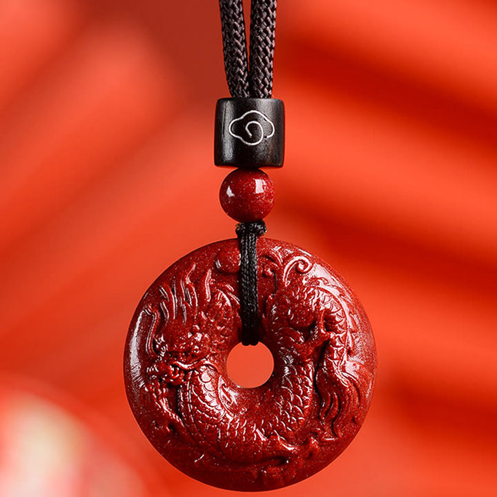 Collier avec Buddha Stones et signe du zodiaque chinois en cinabre - Dragon - Petit 28*8 mm - image 22