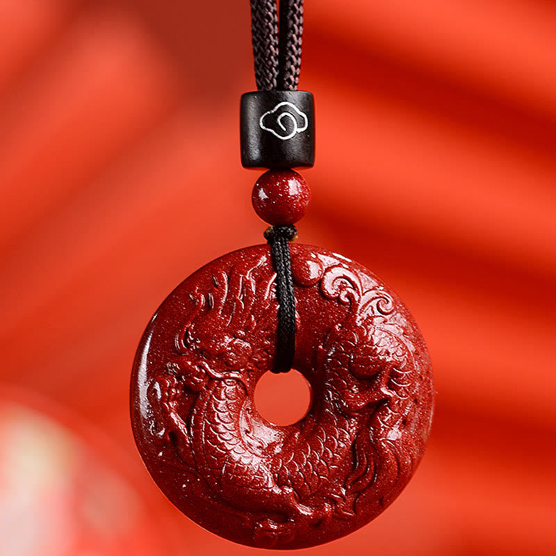 Collier avec Buddha Stones et signe du zodiaque chinois en cinabre - Dragon - Moyen 32*9 mm - image 23